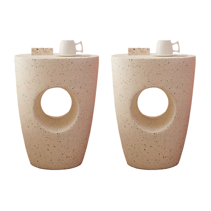 14.2" W x 14.2" D x 18.5" H Accent Side Table Cement with A Hole Corner Table in White