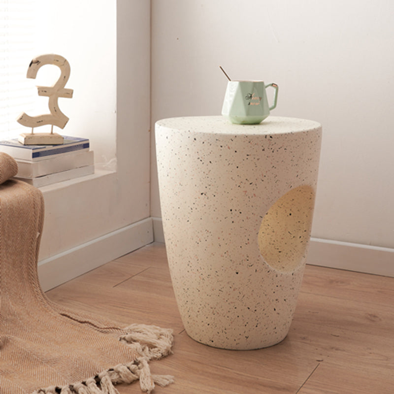 14.2" W x 14.2" D x 18.5" H Accent Side Table Cement with A Hole Corner Table in White