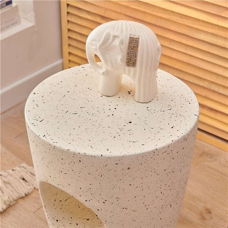 14.2" W x 14.2" D x 18.5" H Accent Side Table Cement with A Hole Corner Table in White