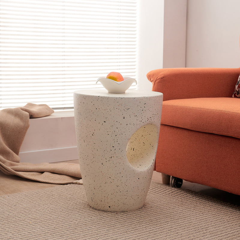 14.2" W x 14.2" D x 18.5" H Accent Side Table Cement with A Hole Corner Table in White