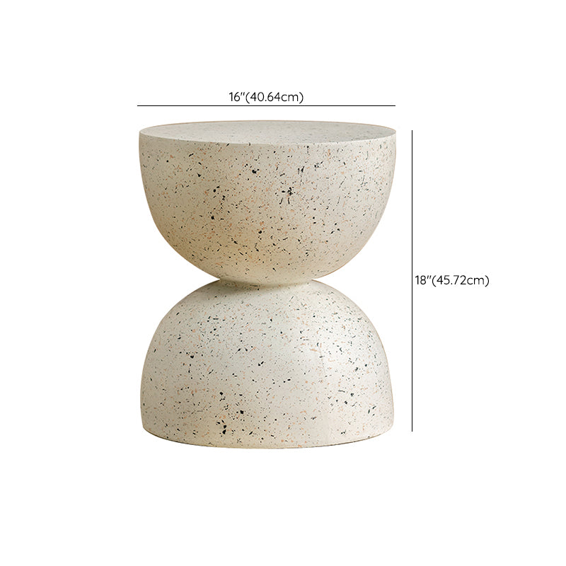 Double Semicircle Shape Side End Snack Table White Cement Corner Table