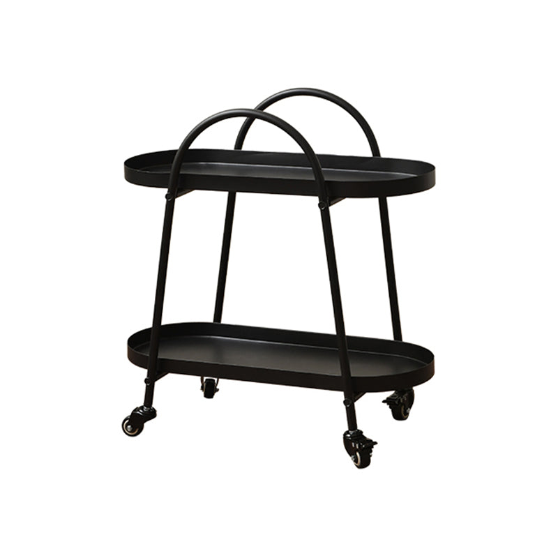 Contemporary Tray Top Double Tier End Table Oval End Slide Table with Storage