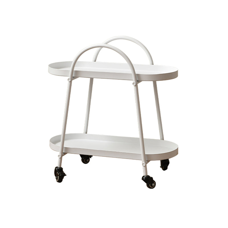 Contemporary Tray Top Double Tier End Table Oval End Slide Table with Storage