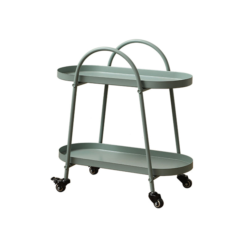Contemporary Tray Top Double Tier End Table Oval End Slide Table with Storage