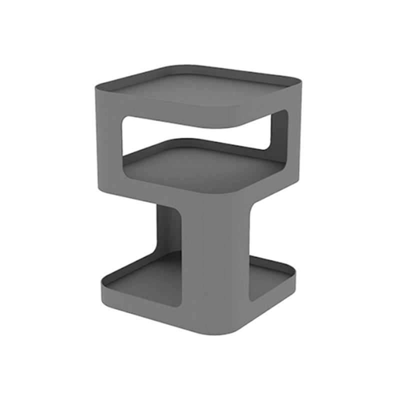 Contemporary Side End Snack Table with Metal Shelves Bedroom Side Table