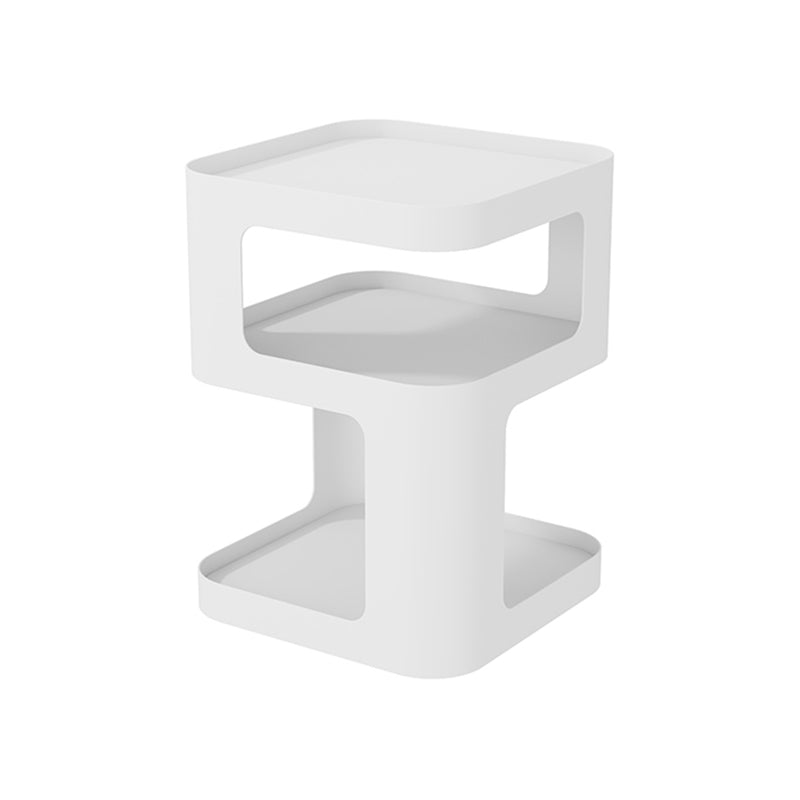 Contemporary Side End Snack Table with Metal Shelves Bedroom Side Table