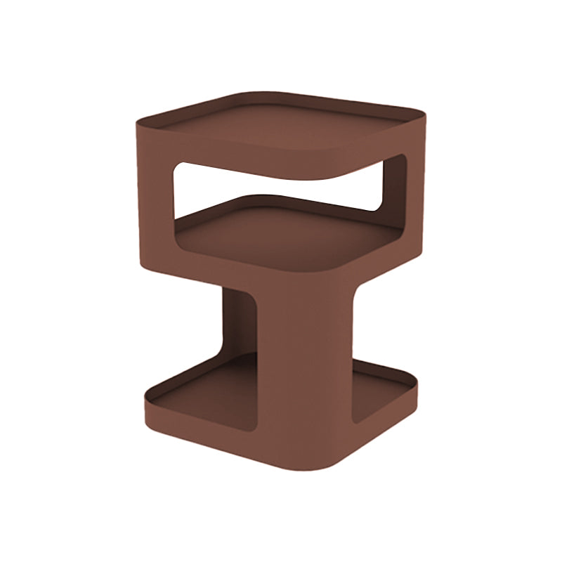 Contemporary Side End Snack Table with Metal Shelves Bedroom Side Table