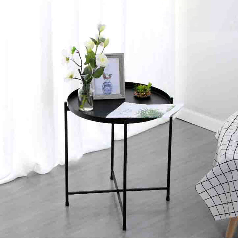 Round Shape Sofa Side Accent Table Tray Top Modernistic Bedroom End Table