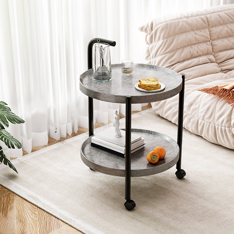 Contemporary Accent Side Table with Storage Wood and Metal End Table