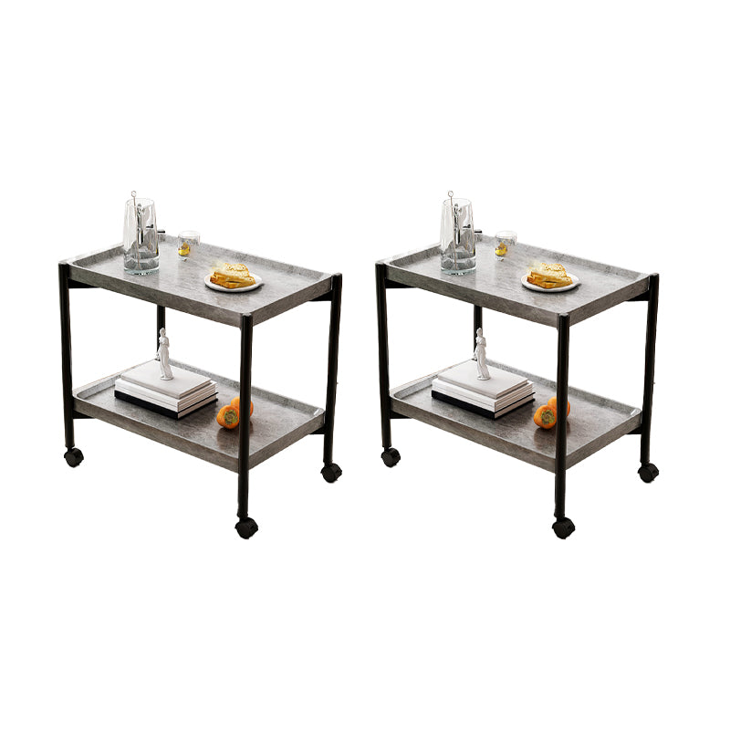 Contemporary Accent Side Table with Storage Wood and Metal End Table