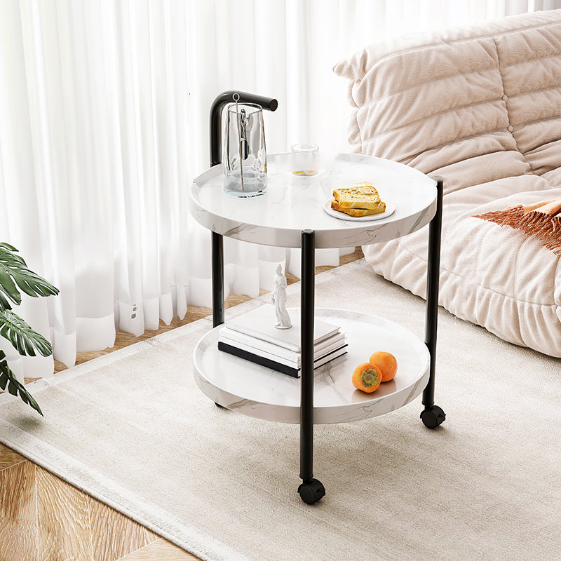 Contemporary Accent Side Table with Storage Wood and Metal End Table