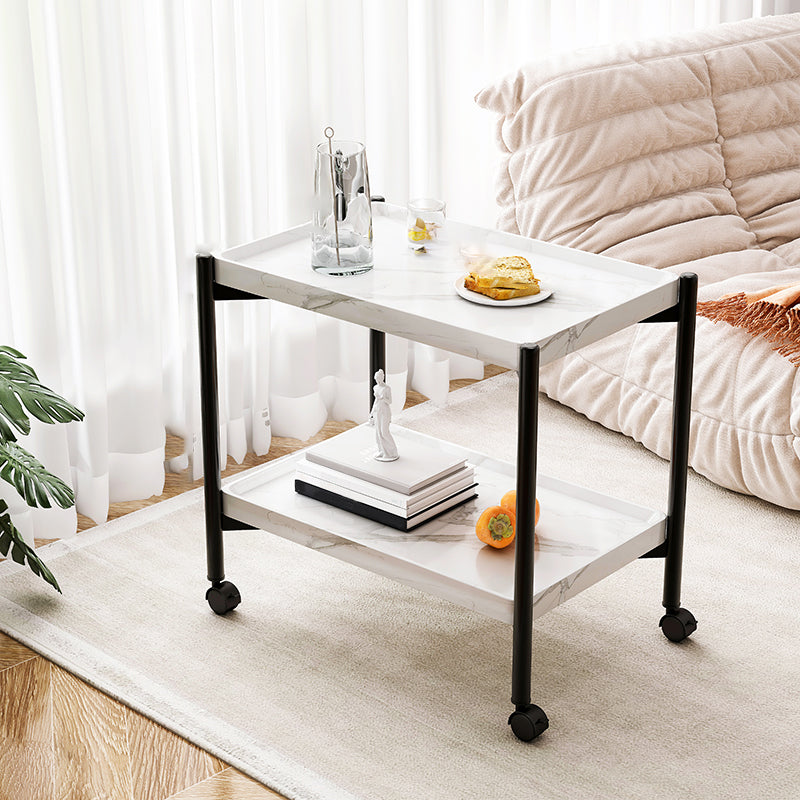 Contemporary Accent Side Table with Storage Wood and Metal End Table