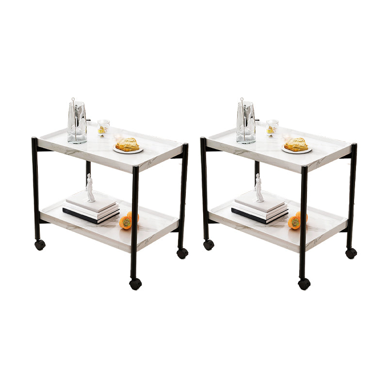 Contemporary Accent Side Table with Storage Wood and Metal End Table