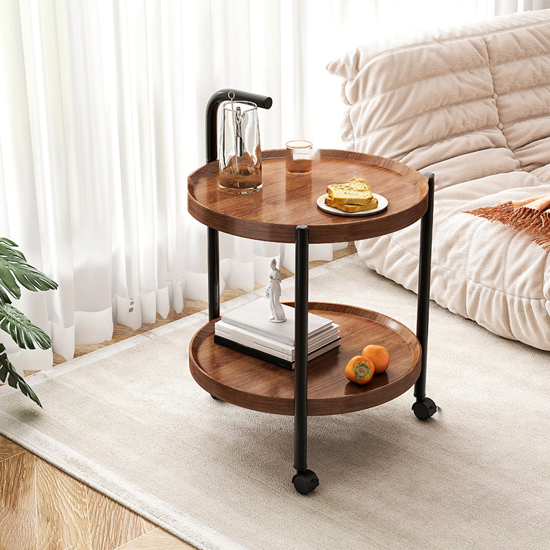 Contemporary Accent Side Table with Storage Wood and Metal End Table