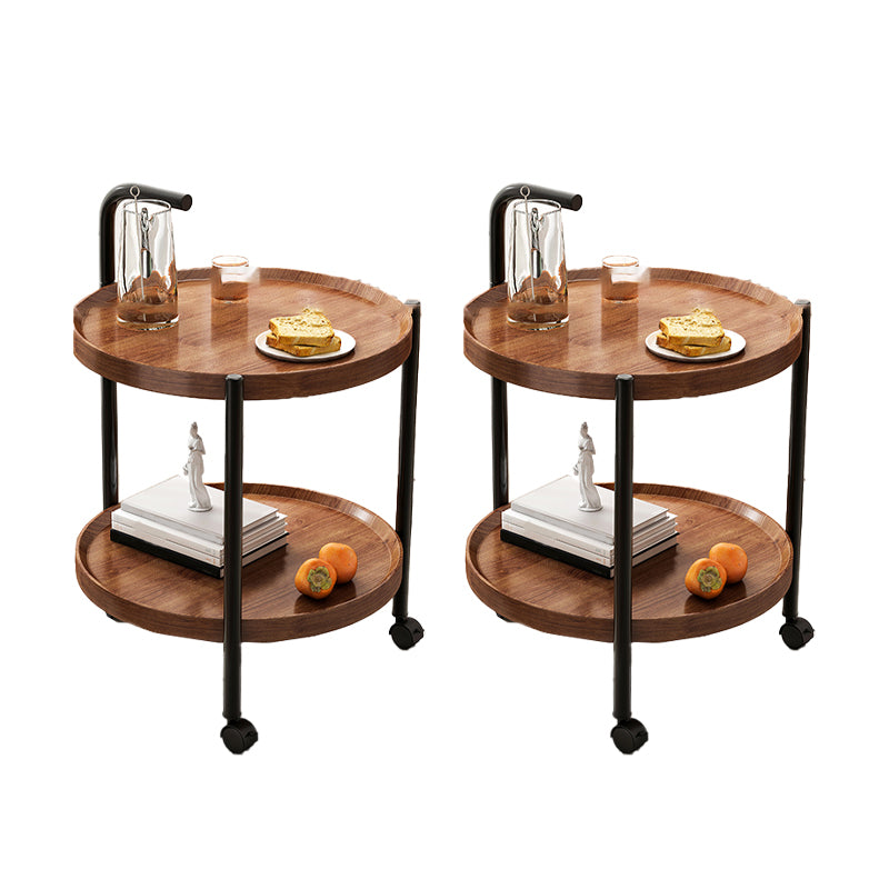 Contemporary Accent Side Table with Storage Wood and Metal End Table