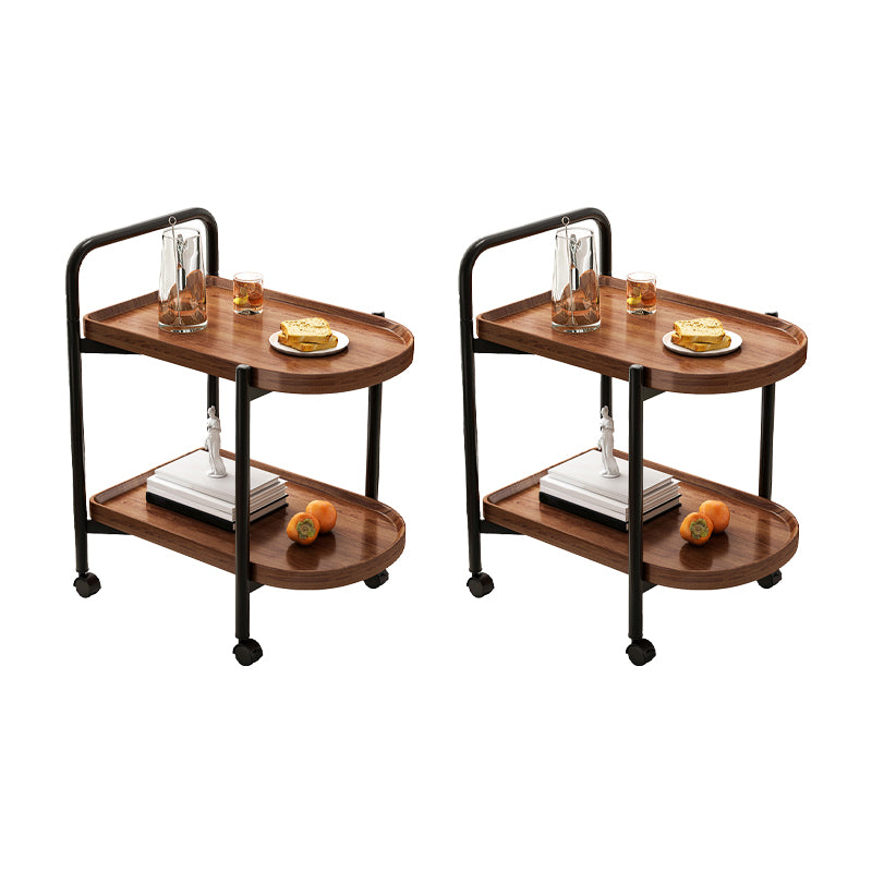 Contemporary Accent Side Table with Storage Wood and Metal End Table