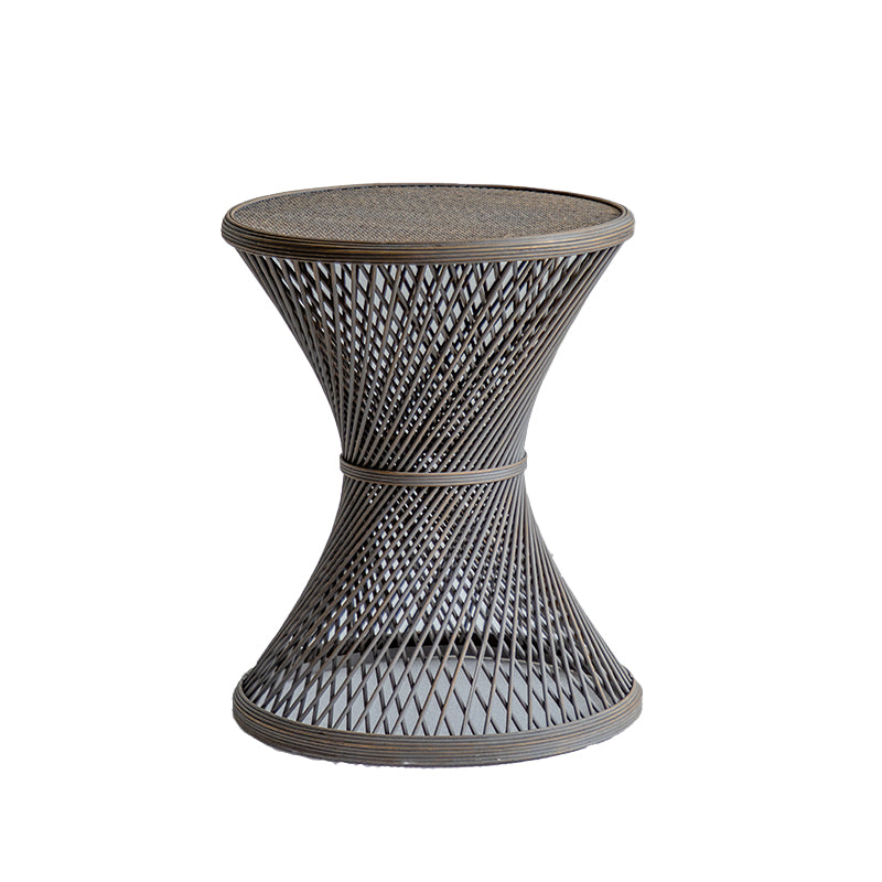 Farmhouse Bamboo Accent Side Table Geometric End Slide Table
