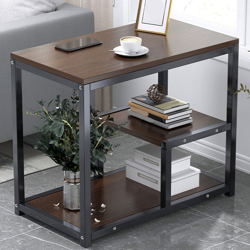 Industrial Rectangular Corner Table Metal Side End Snack Table