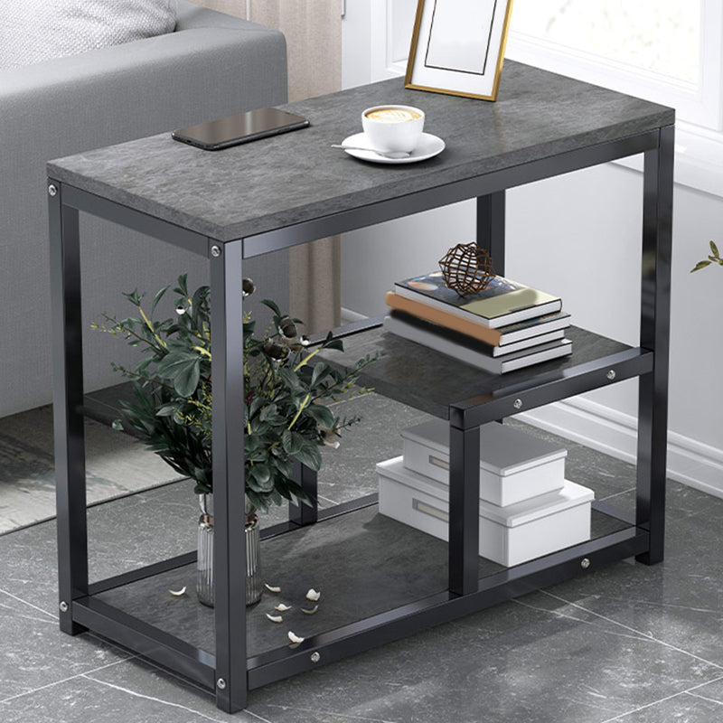 Industrial Rectangular Corner Table Metal Side End Snack Table