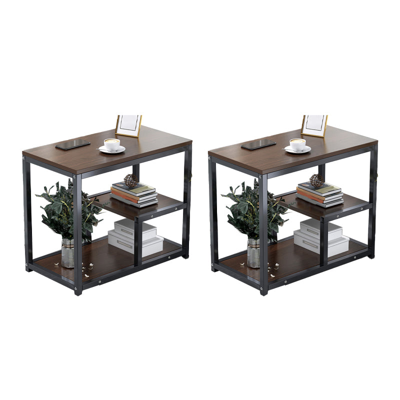 Industrial Rectangular Corner Table Metal Side End Snack Table