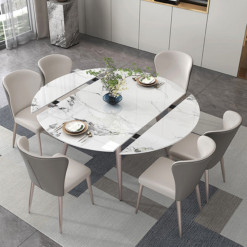 Metal Base Contemporary Dining Table Rectangle Stone Dining Table