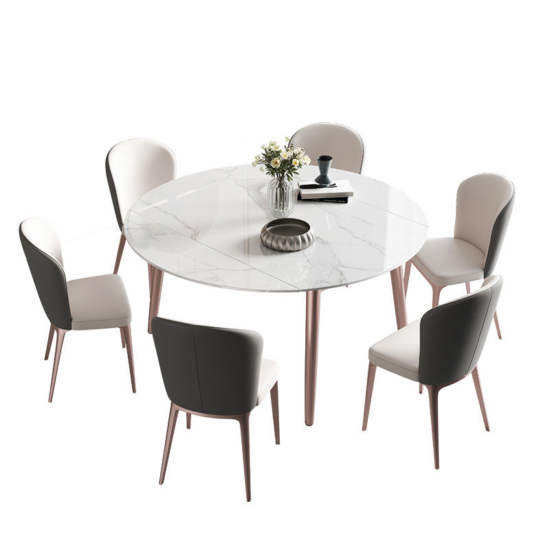 Metal Base Contemporary Dining Table Rectangle Stone Dining Table