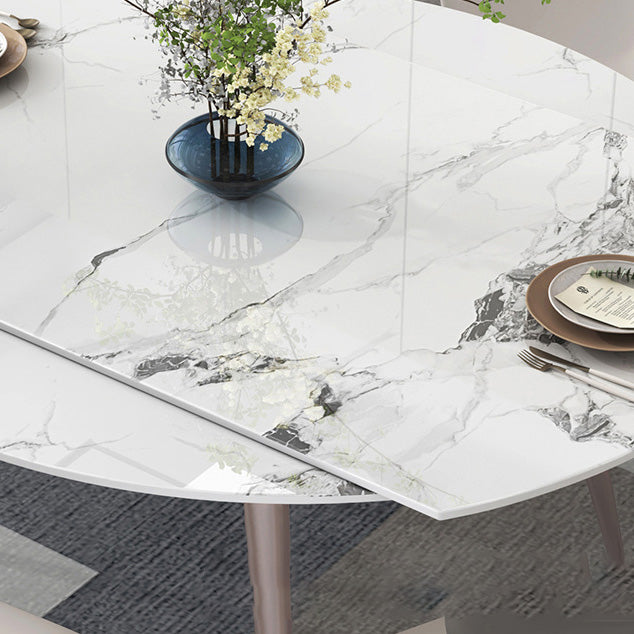 Metal Base Contemporary Dining Table Rectangle Stone Dining Table