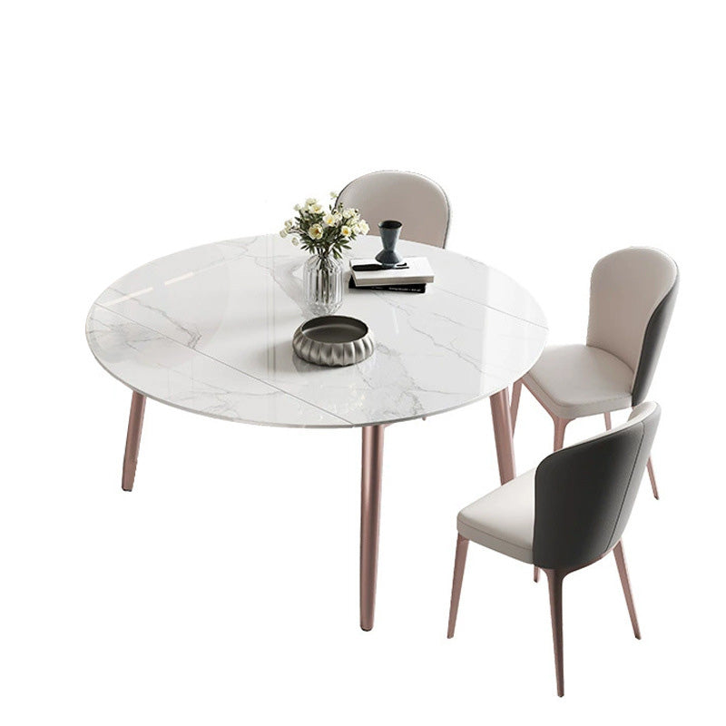 Metal Base Contemporary Dining Table Rectangle Stone Dining Table