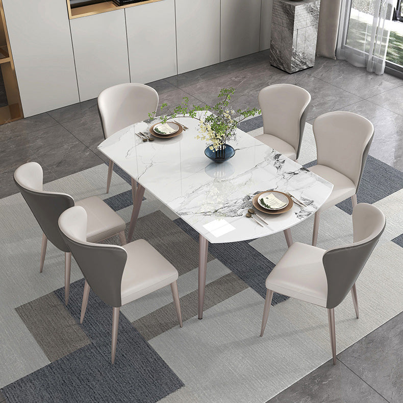Metal Base Contemporary Dining Table Rectangle Stone Dining Table