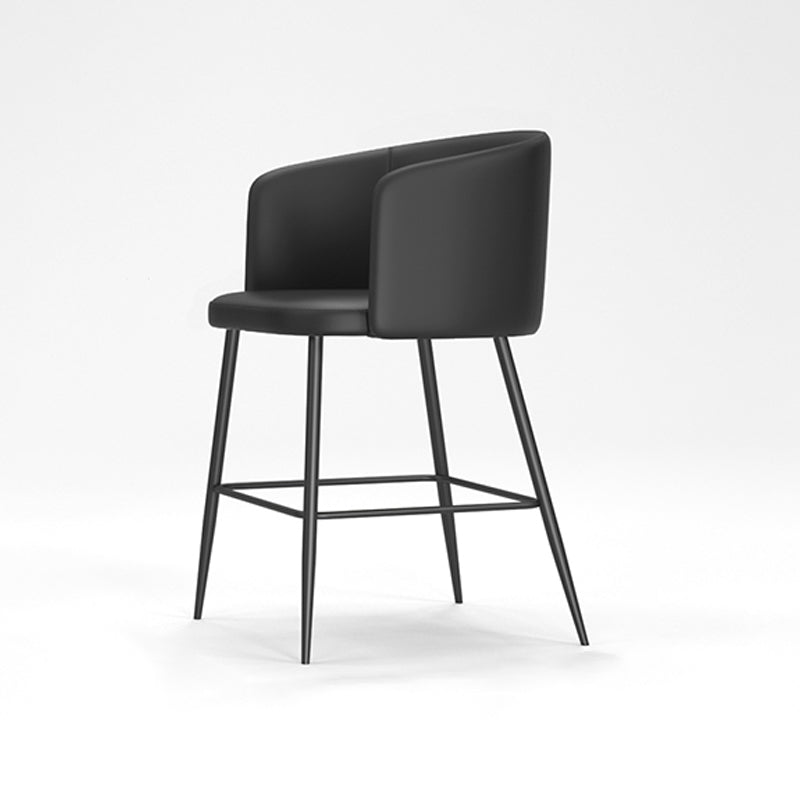 Modern Bar Stool Leather Backrest Bar Stools for Dining Room with Metal Legs