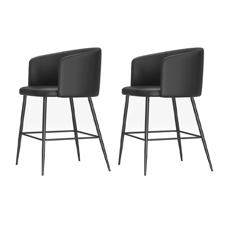 Modern Bar Stool Leather Backrest Bar Stools for Dining Room with Metal Legs