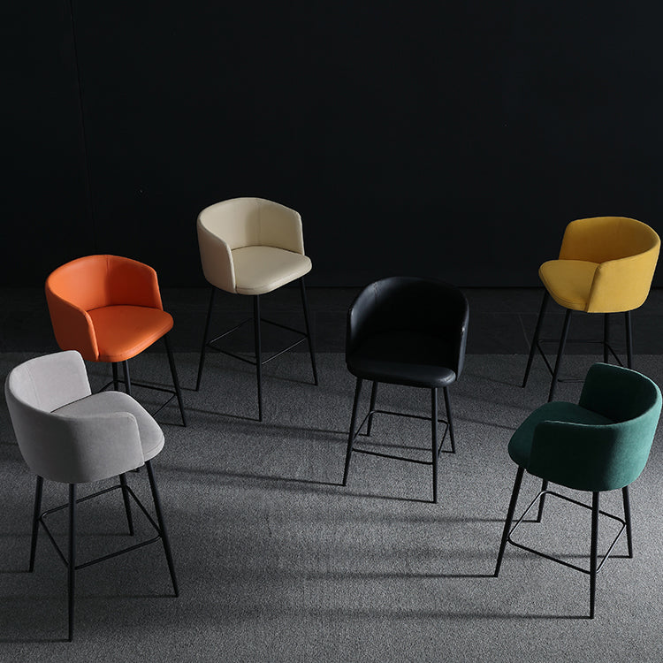 Modern Bar Stool Leather Backrest Bar Stools for Dining Room with Metal Legs