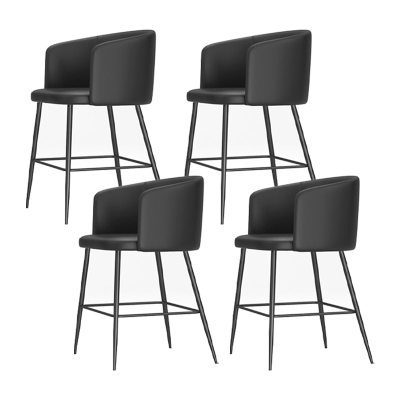 Modern Bar Stool Leather Backrest Bar Stools for Dining Room with Metal Legs