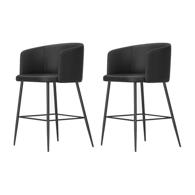 Modern Bar Stool Leather Backrest Bar Stools for Dining Room with Metal Legs