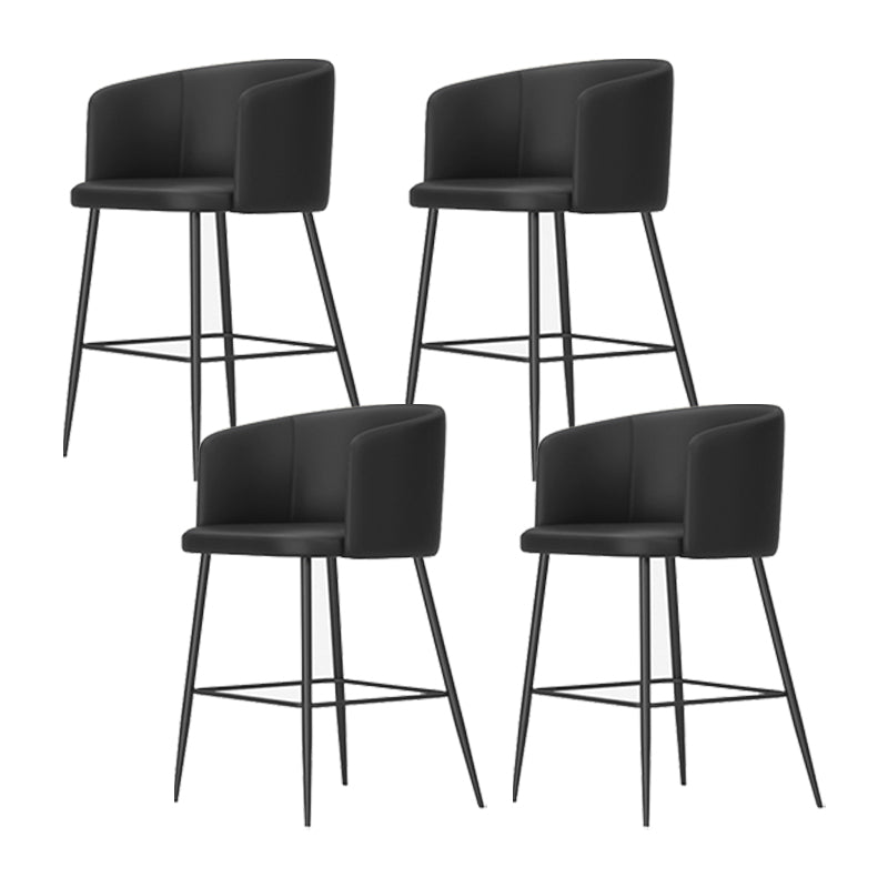 Modern Bar Stool Leather Backrest Bar Stools for Dining Room with Metal Legs