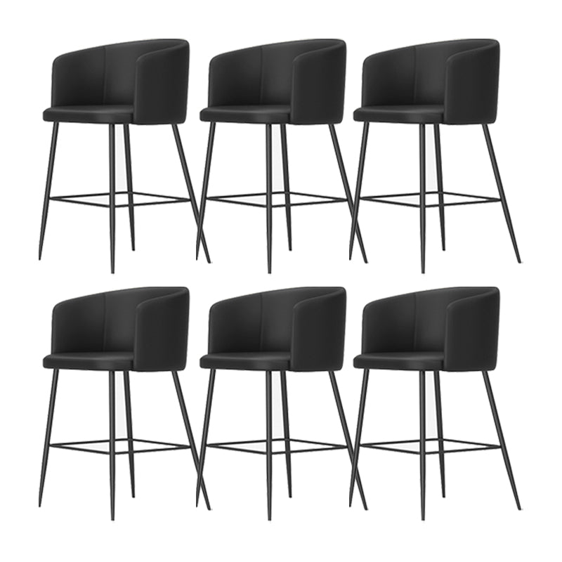 Modern Bar Stool Leather Backrest Bar Stools for Dining Room with Metal Legs