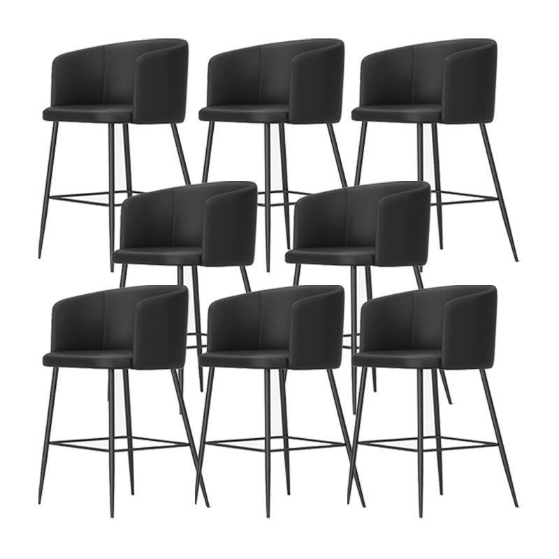 Modern Bar Stool Leather Backrest Bar Stools for Dining Room with Metal Legs