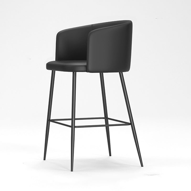 Modern Bar Stool Leather Backrest Bar Stools for Dining Room with Metal Legs