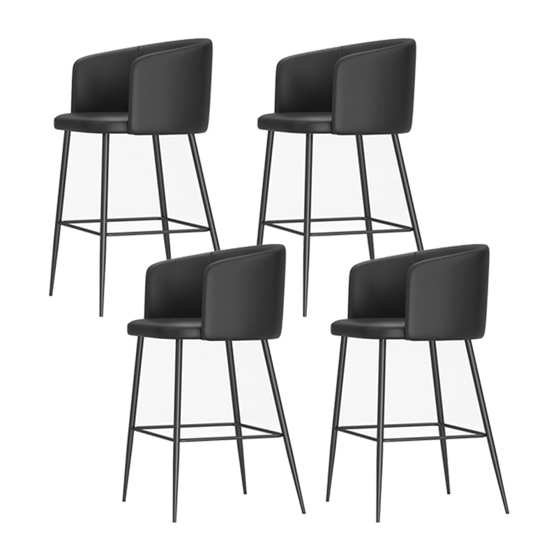 Modern Bar Stool Leather Backrest Bar Stools for Dining Room with Metal Legs