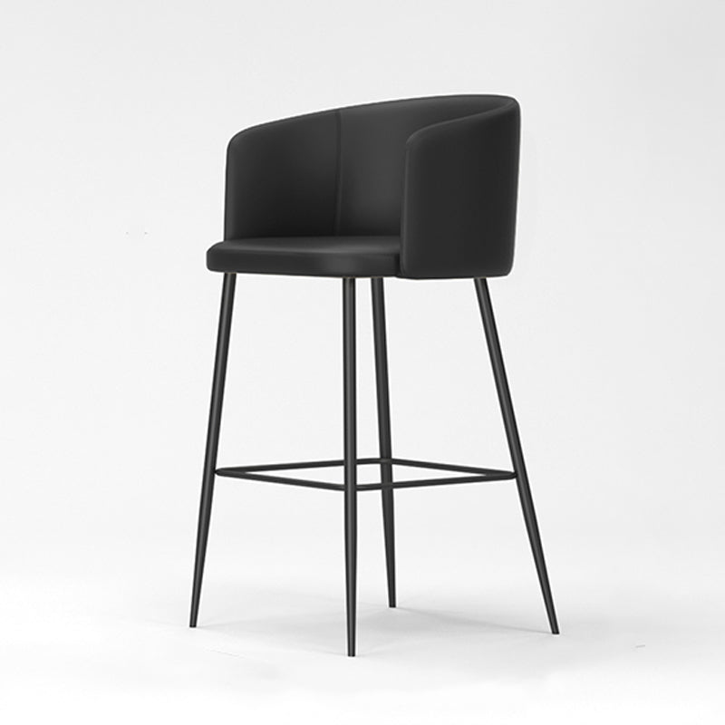 Modern Bar Stool Leather Backrest Bar Stools for Dining Room with Metal Legs