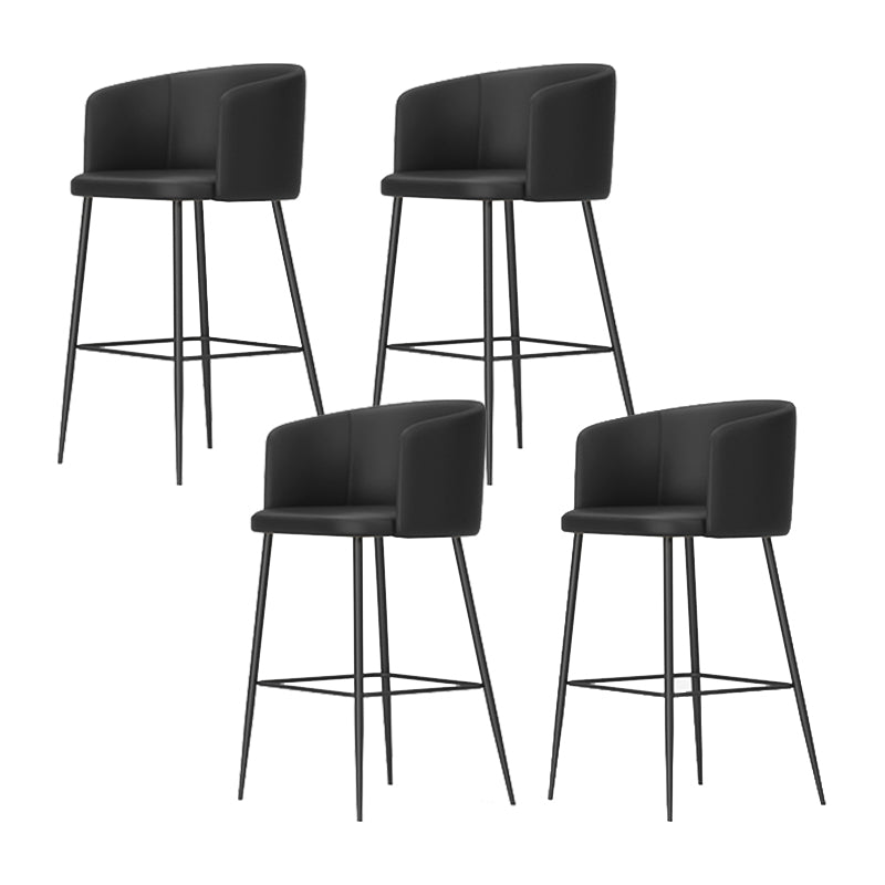 Modern Bar Stool Leather Backrest Bar Stools for Dining Room with Metal Legs