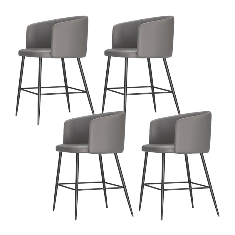 Modern Bar Stool Leather Backrest Bar Stools for Dining Room with Metal Legs