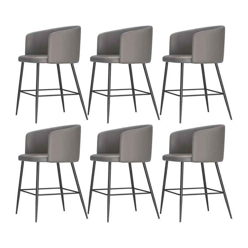 Modern Bar Stool Leather Backrest Bar Stools for Dining Room with Metal Legs