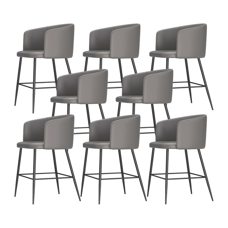 Modern Bar Stool Leather Backrest Bar Stools for Dining Room with Metal Legs