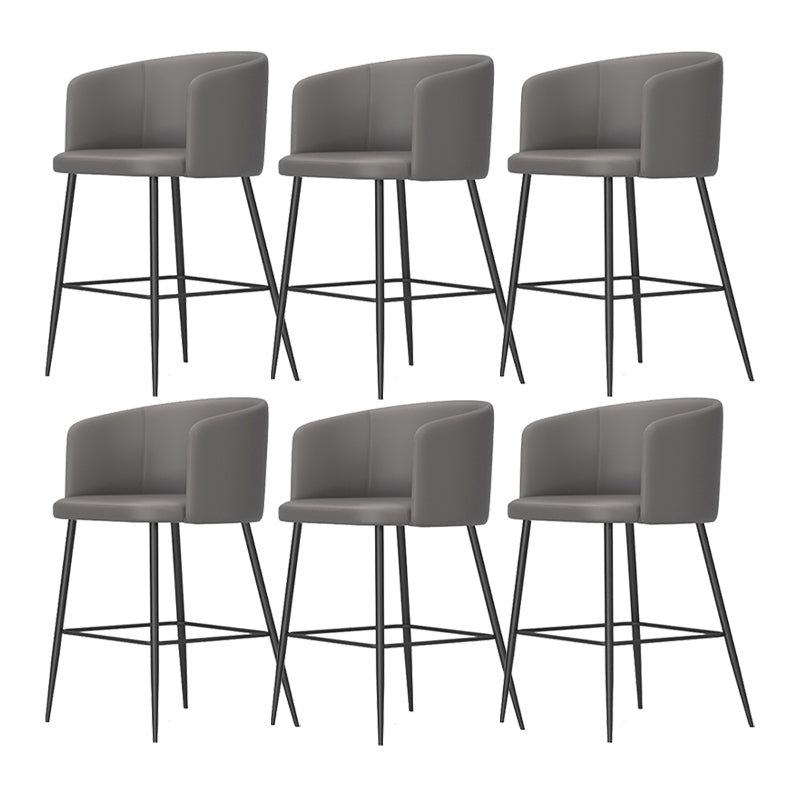Modern Bar Stool Leather Backrest Bar Stools for Dining Room with Metal Legs