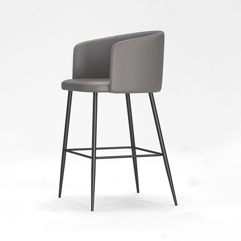 Modern Bar Stool Leather Backrest Bar Stools for Dining Room with Metal Legs