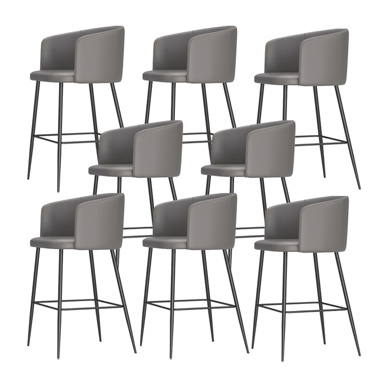 Modern Bar Stool Leather Backrest Bar Stools for Dining Room with Metal Legs