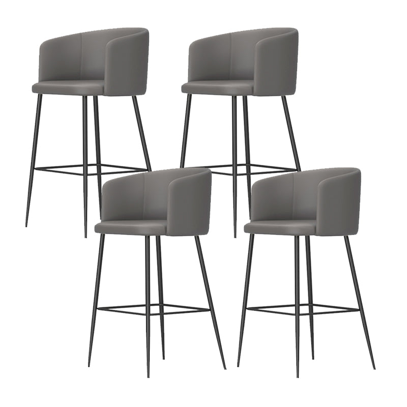 Modern Bar Stool Leather Backrest Bar Stools for Dining Room with Metal Legs