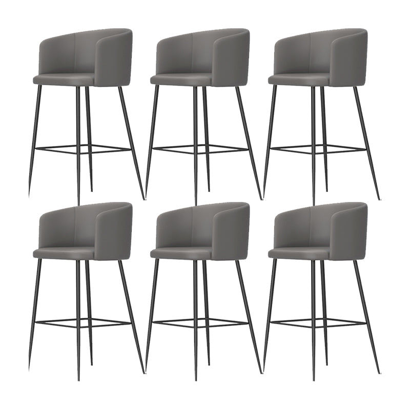 Modern Bar Stool Leather Backrest Bar Stools for Dining Room with Metal Legs