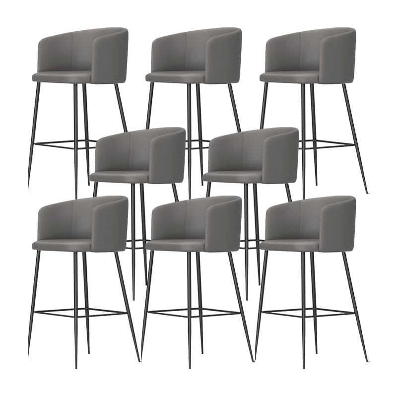 Modern Bar Stool Leather Backrest Bar Stools for Dining Room with Metal Legs
